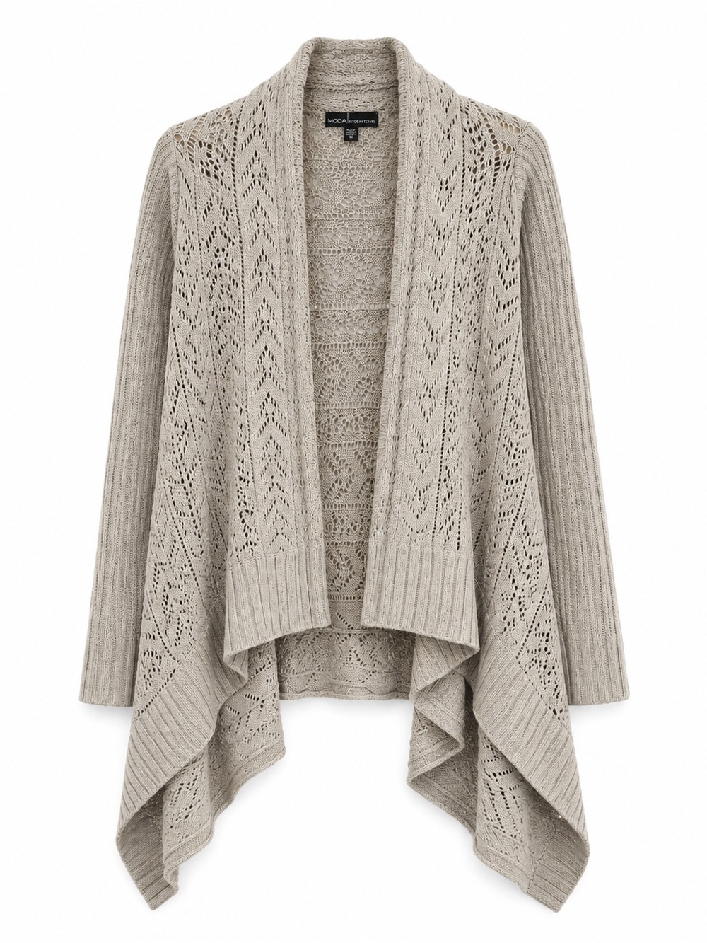 Moda International Victoria’s Secret Waterfall Cardigan Taupe M VGUC